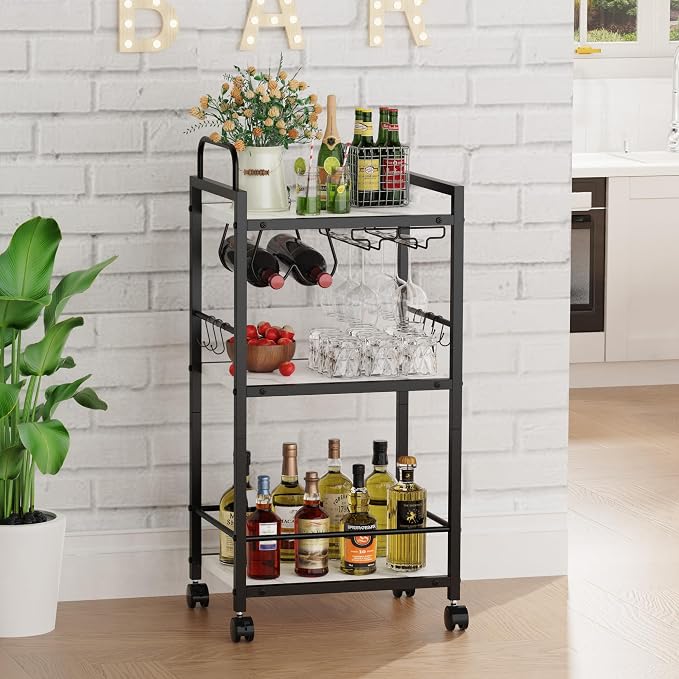 Bar Cart for The Home, 3 Tier Kitchen Carts - Image 7