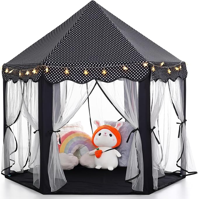 Monobeach Princess Tent Girls Black Large Playhouse Kids Castle Play Tent by Monobeach