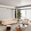 ORRD 2 Piece Living Room Set, Velvet Chesterfield Sofa Couch Chair by ORRD
