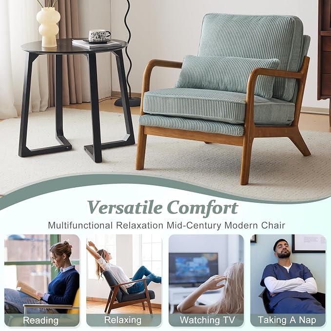 VINGLI Upgraded Premium Corduroy Accent Chair, Upholstered Arm Chair, Solid - Image 7