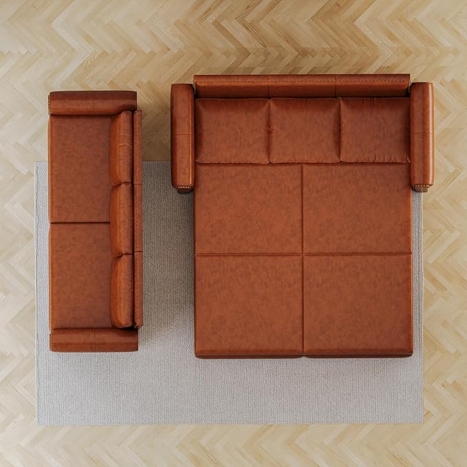 Faux Leather Sleeper Sofa Couch - Image 7