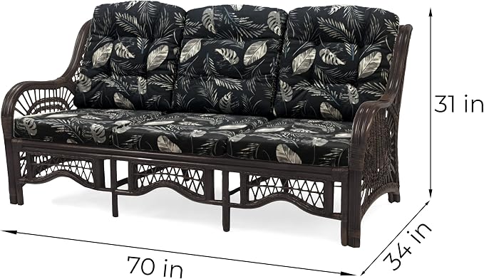Malibu Lounge Set of 4: 2 Natural Rattan Wicker Chairs, Three-Seater Sofa and - Image 4