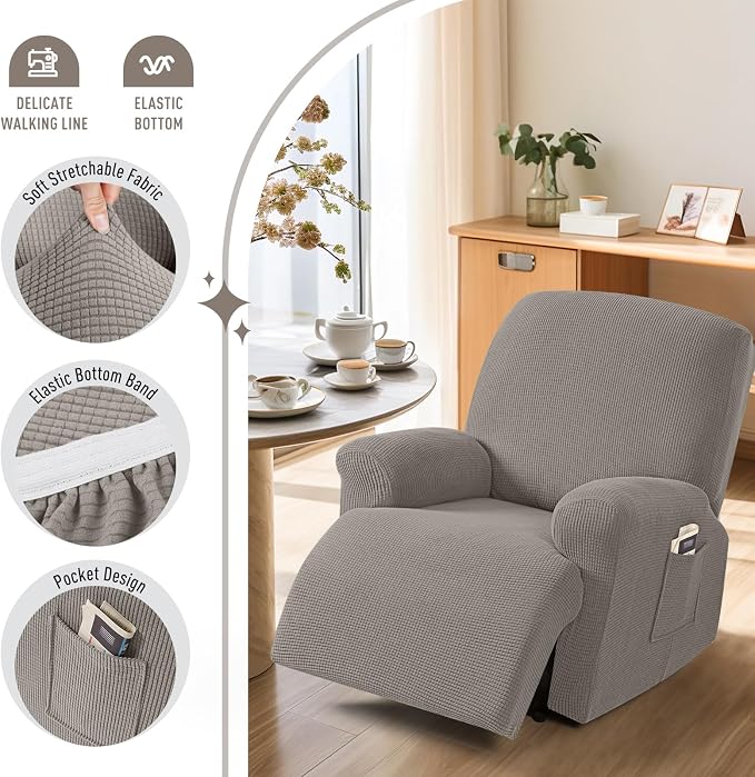 TAOCOCO Oversized Recliner Chair Covers, 1 Seater Streach Recliner Covers Soft - Image 3