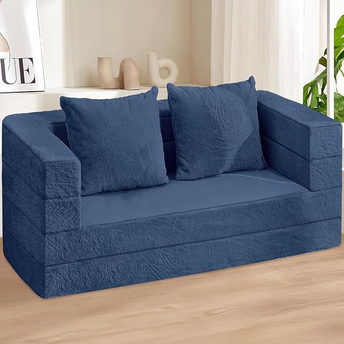 Futon Sofa Bed with Pillow, 3-in-1 Sleeper Sofa Bed with Removable Cover - Image 2