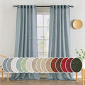 MIULEE Dusty Blue Linen Curtains 90 Inch Long 2 Panels by MIULEE
