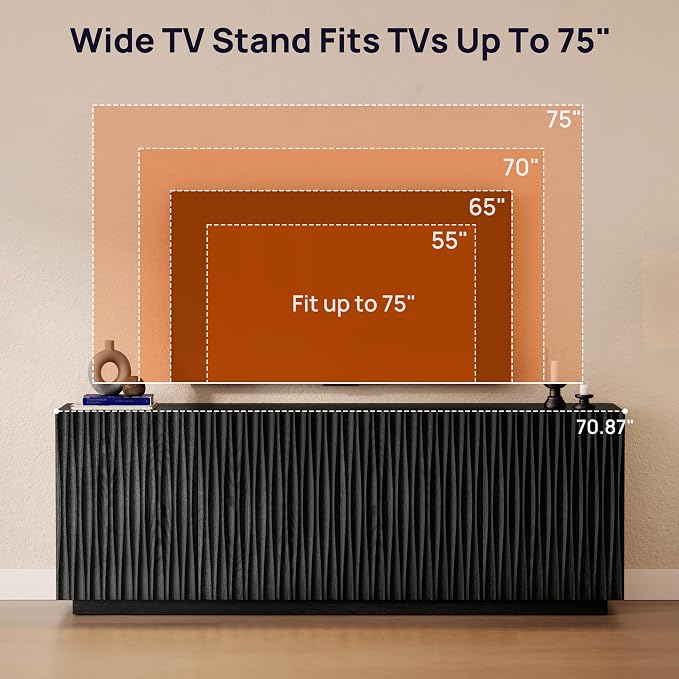 70" Fluted TV Stand for TVs Up to 50/55/65/75", Mid-Century Modern - Image 4