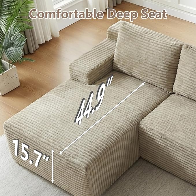 96" Cloud Sectional Couch U-Shaped Chaise - Image 7