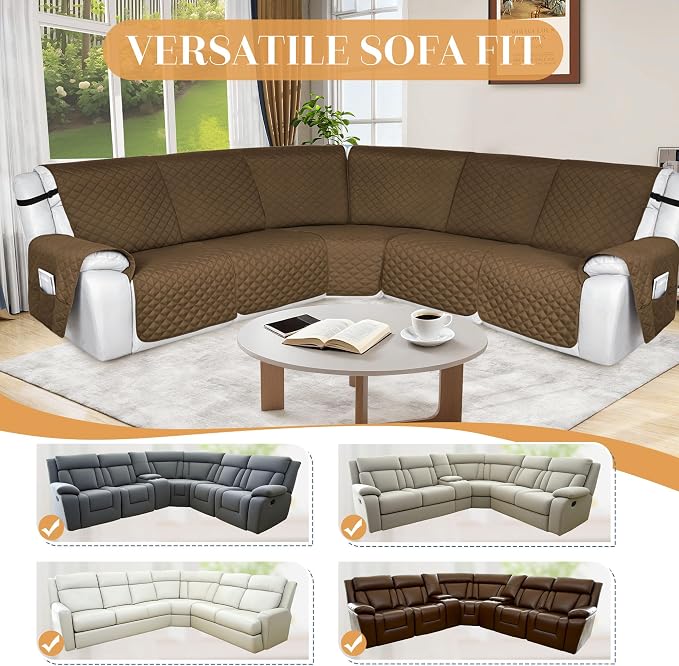 HDCAXKJ 100% Waterproof Reclining Sectional Couch Covers L Shape Recliner Sofa - Image 6