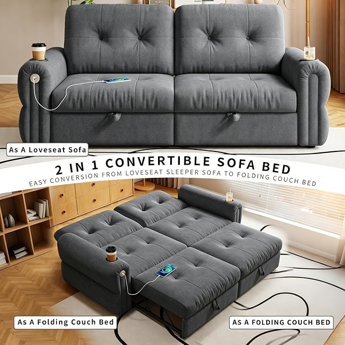 Convertible Couches, Queen Size Pull Out Sofa Bed - Image 3