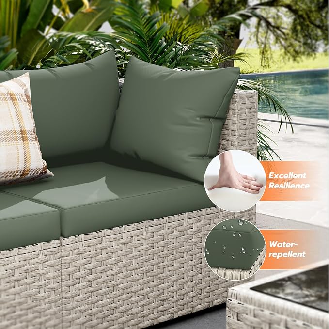 UDPATIO Outdoor Patio Furniture Set, 7-Piece PE Wicker Sectional Sofa - Image 2
