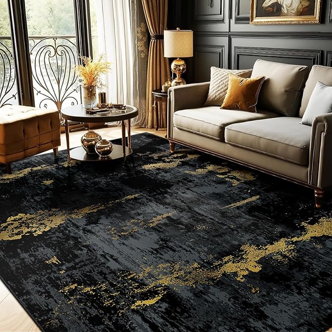 Washable Area Rugs 9'x12' Non-Slip Modern Abstract Soft by RELEANY