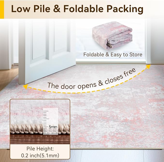 Washable Area Rugs 2'x3' Non-Slip Modern Abstract Soft - Image 5