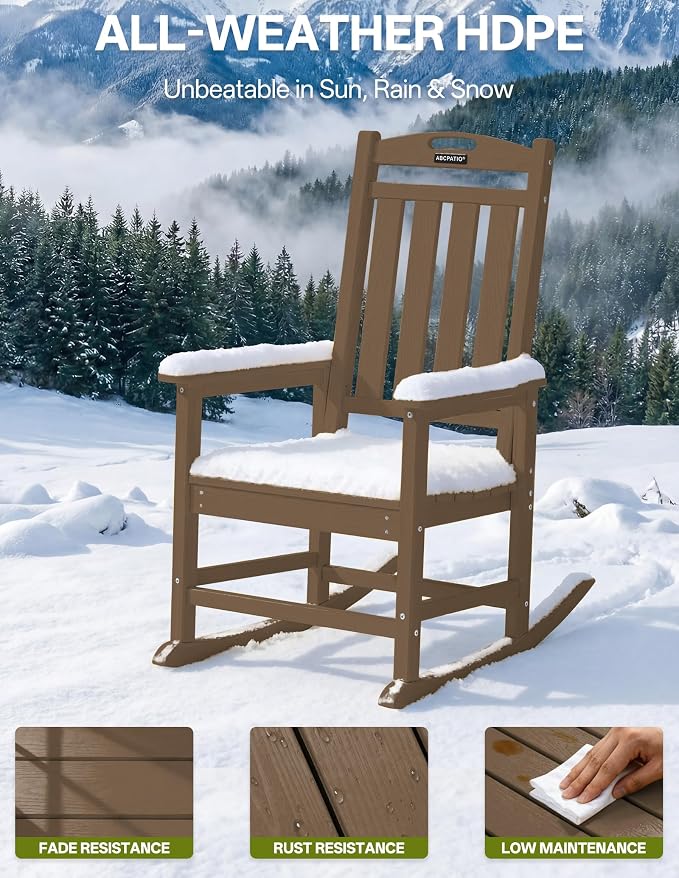 Outdoor Adirondack Rocking Chairs All-Weather HDPE Patio Rocker Chair - Image 6