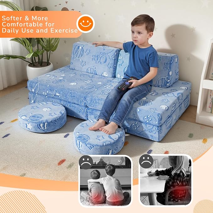 MeMoreCool Kids Couch, 8-Piece Modular Play Couch - Image 7