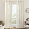 LAMIT Natural Linen Boho Curtains 84 inch Length 2 Panels, Cream Ivory Light by LAMIT