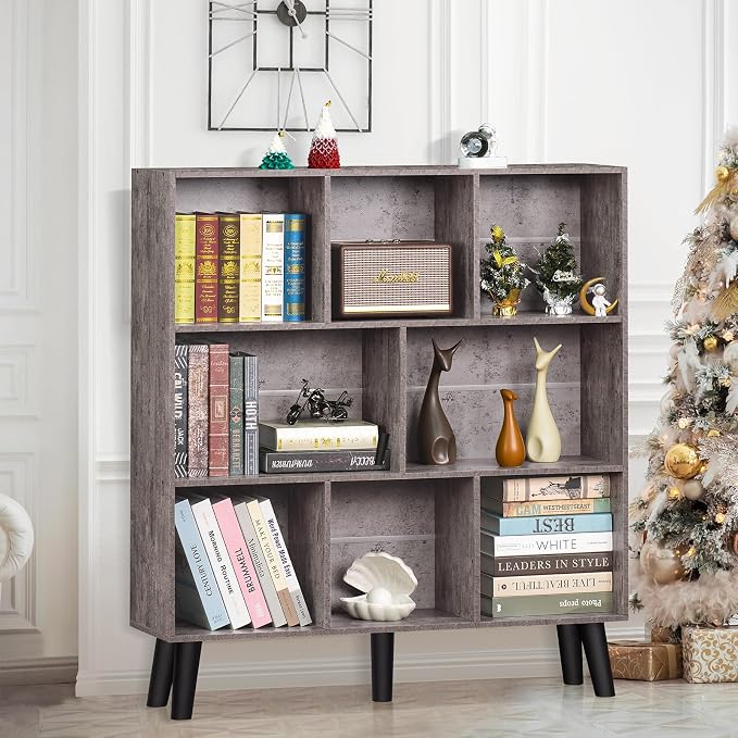 LEYAOYAO 8 Cube Bookshelf, Farmhouse Bookcase - Image 5