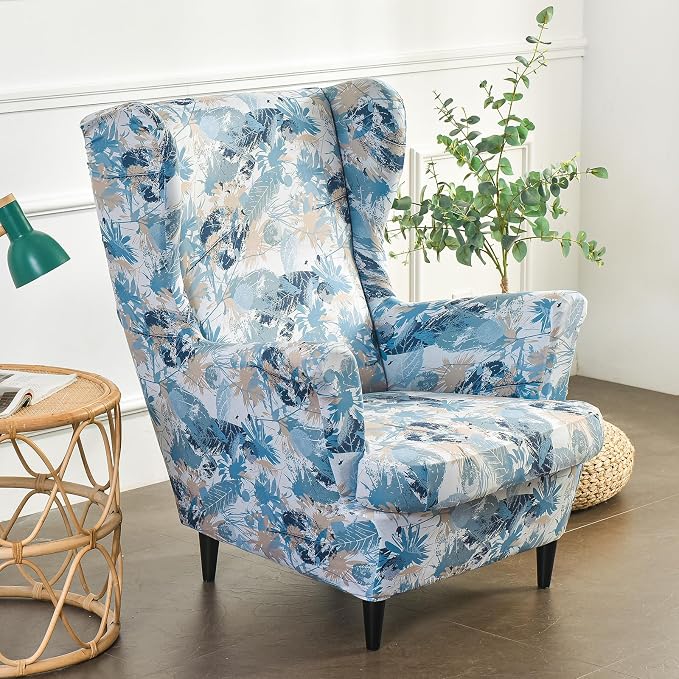 HAOYONG Wing Chair Slipcovers Printed Wingback Chair Covers 2 Pieces Wingback - Image 2