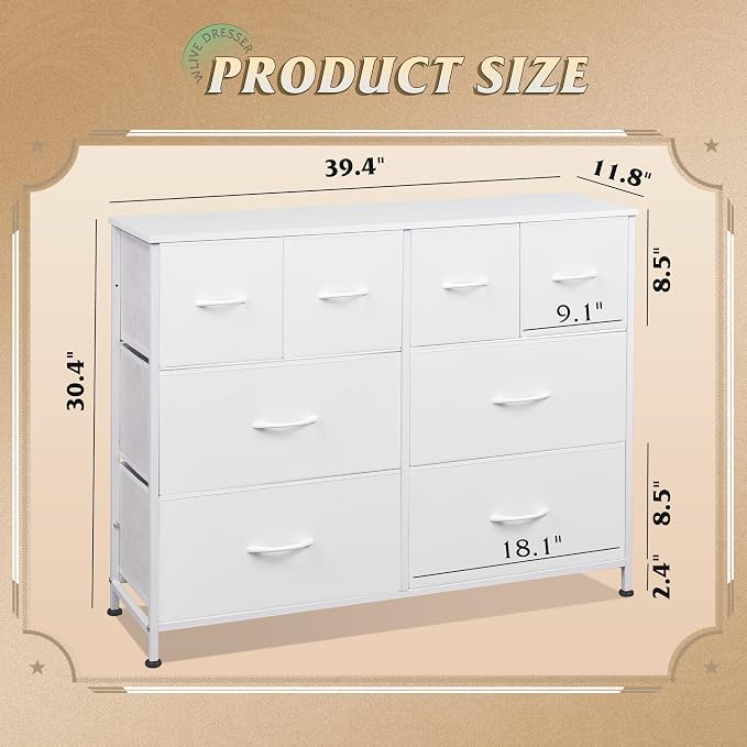 WLIVE Dresser for Bedroom with 8 Drawers, Wide Fabric Dresser for Storage and - Image 3