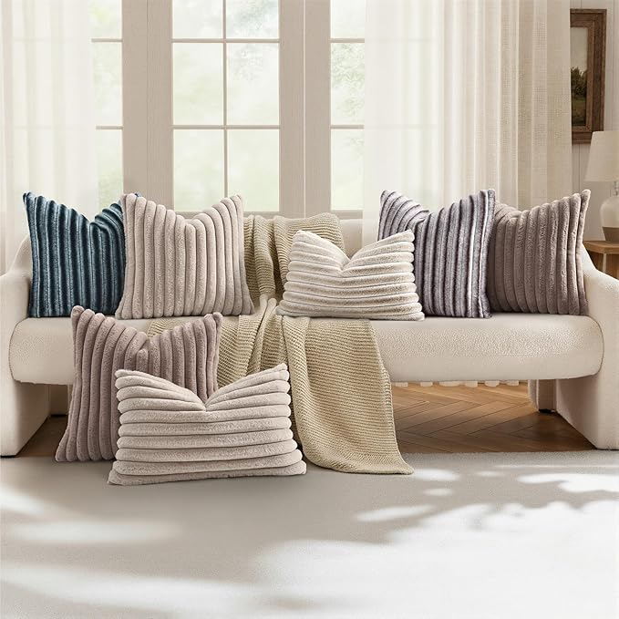 decorUhome Summer Cozy Faux Fur Throw Pillow Covers 12x20 Set of 2 Decorative - Image 5