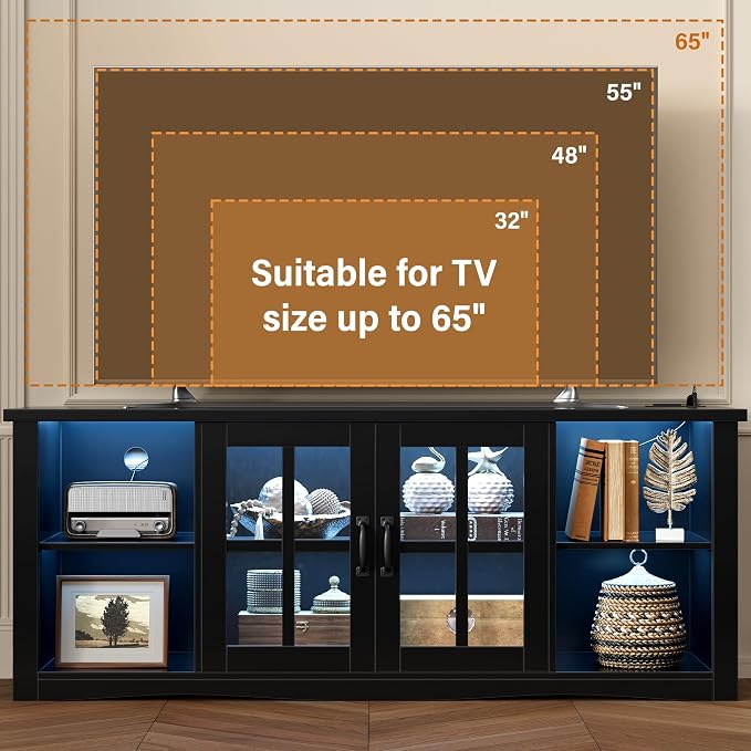 YESHOMY Farmhouse LED TV Stand - Image 8