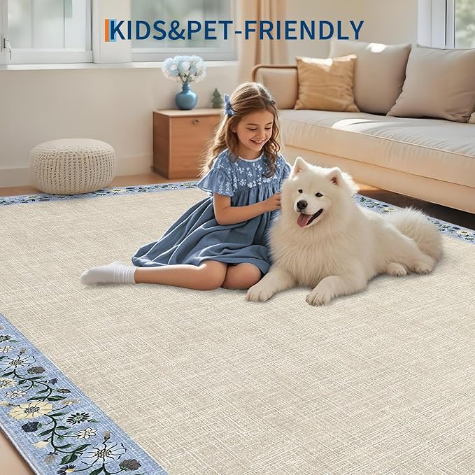 GarveeHome 4x6 Area Rugs for Bedroom Living Room Machine Washable Rugs Floral - Image 7
