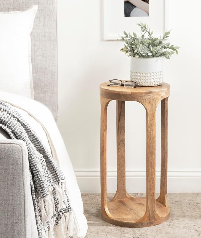 Kate and Laurel Dahl Wooden Round Drink Table; 12 x 23; Natural Brown; - Image 2