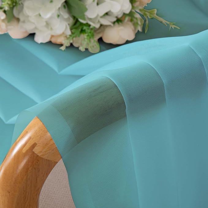 Chyhomenyc Aqua Sheer Curtains 72 Inch Length 2 Panels, Light Filtering Soft - Image 2