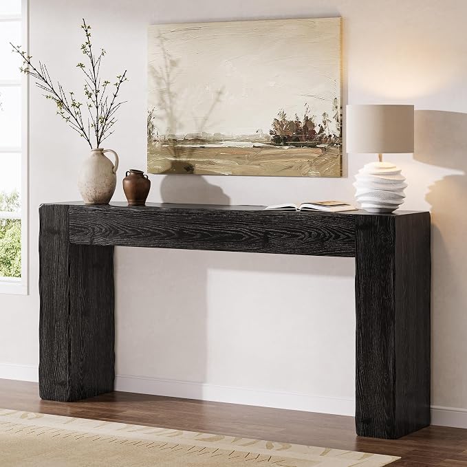Solid Wood Console Table, 63-Inch Farmhouse Sofa Table Behind Couch by TribewoodbyTribesigns