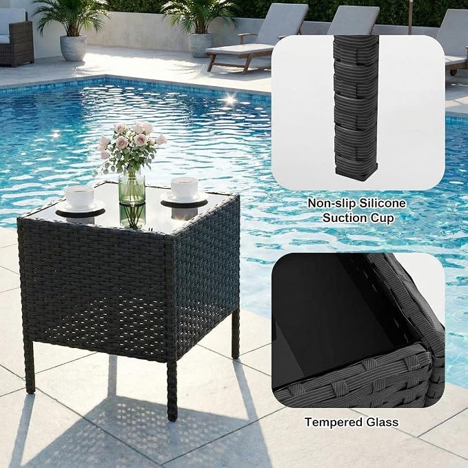GarveeHome 3-Piece Patio Bistro Set, PE Rattan Outdoor Conversation Furniture - Image 5