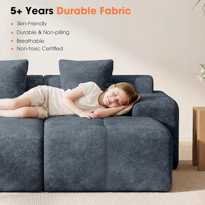 83.5" Boneless Loveseat with 2 Ottoman, Cloud Comfy Sofa Bed, Modular Sofa - Image 6