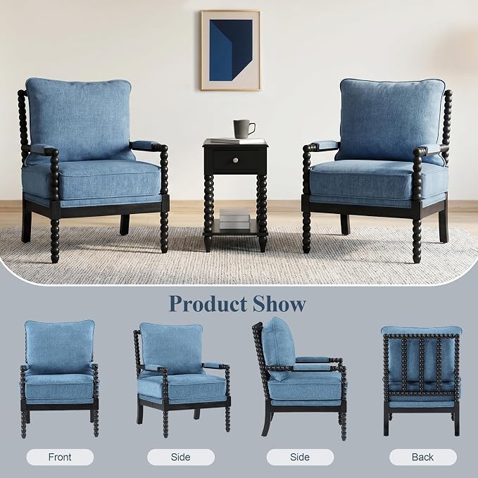 DUHOME Linen Fabric Spindle Accent Chair - Image 7