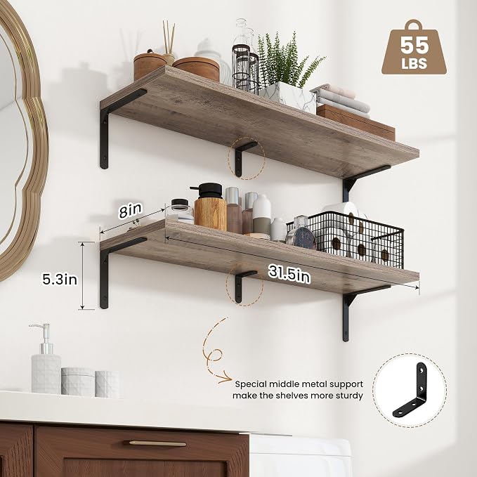 Fun Memories Deep Floating Shelves, 32W x 8D Floating Shelves Set of 2 - Image 3