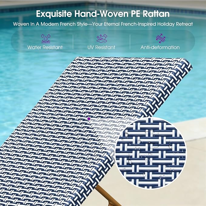 PURPLE LEAF Extra Large Patio Chaise Lounge 2 Pieces French Outdoor Wicker - Image 7
