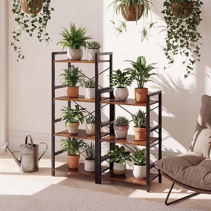 Tangkula 3-Tier Industrial Bookshelf, 16.5" Width Wooden Open Bookcase - Image 4