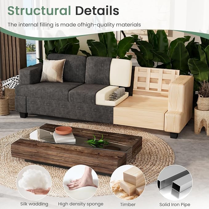 YOUDENOVA Sofa Couch, 3 Piece Set Comfy Sofa, 2 Loveseat & 3 Seater Sofa - Image 6