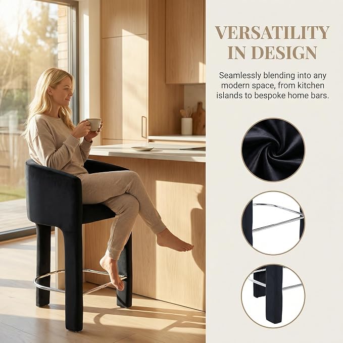 HNY Modern Counter Height Bar Stools Set of 2, Upholstered Barstools - Image 3