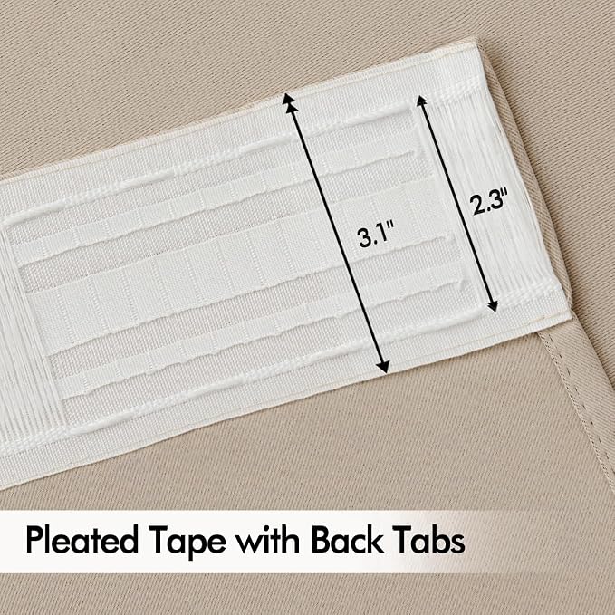 MIULEE Taupe Back Tab Blackout Curtains 108 Inch Long 2 Panels Set - Image 4
