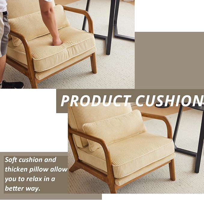 Karl home Mid-Century Modern Accent Chair, Living Room Chairs - Image 6