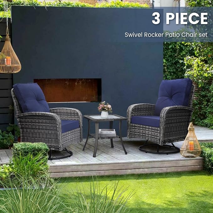 wildformers Luxury Outdoor Swivel Wicker Glider Patio Chairs - Image 2
