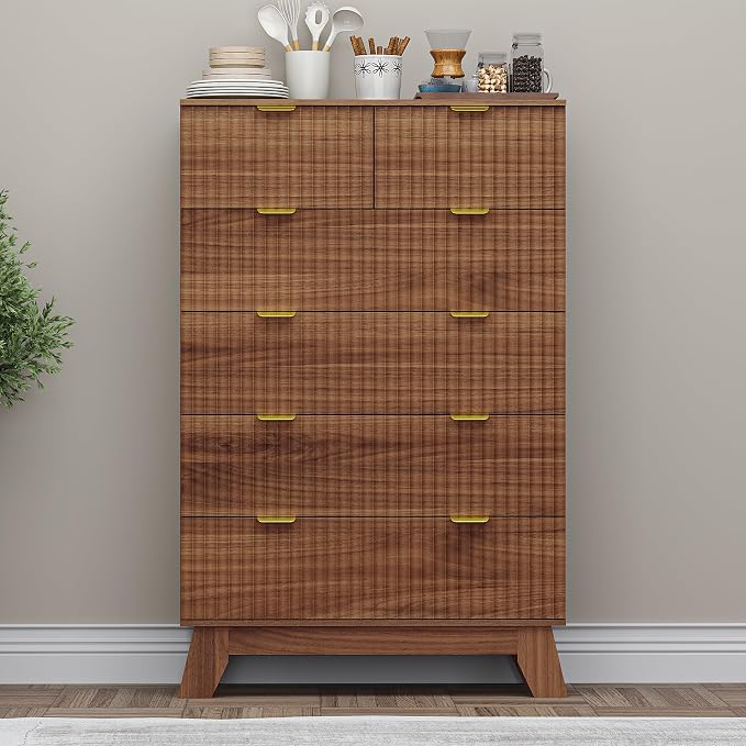 BORNOON 46" Tall Dresser for Bedroom, 6-Drawer Fluted Chest of Drawers - Image 4