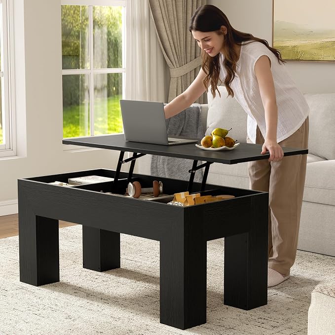 FABATO 41.7'' Lift Top Coffee Table, Wooden Rectangle Coffee Table - Image 4