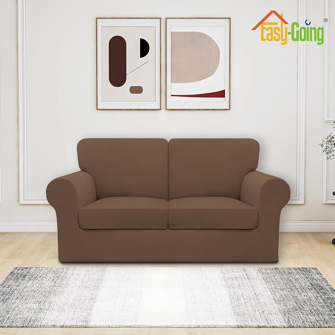 Easy-Going 5 Pieces Stretch Loveseat Cover Washable Loveseat Slipcover Set - Image 2