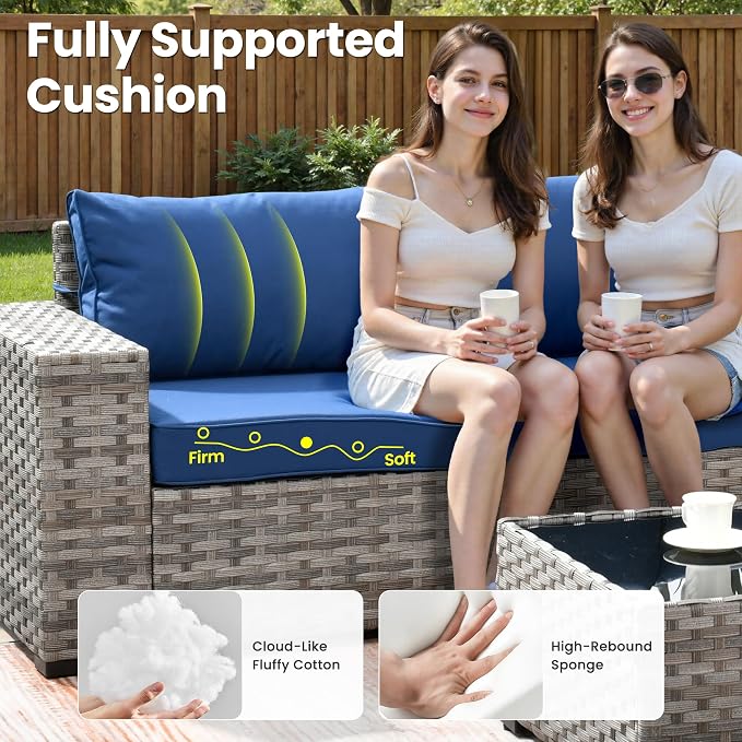 ovios 7 Pieces Patio Furniture Set, Outdoor Wicker Sectional Sofa - Image 7