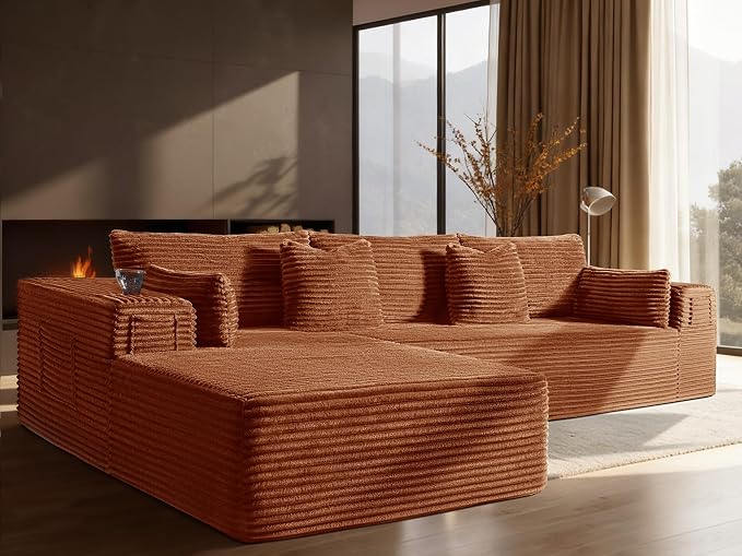 108" Cloud Sectional Couch, Comfort L Shaped Boneless Couch by VYUXWO