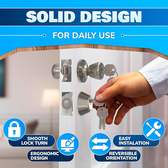 Mobile Home Door Knobs with Deadbolt – Exterior Front Door Lock Set of 2 - Image 4