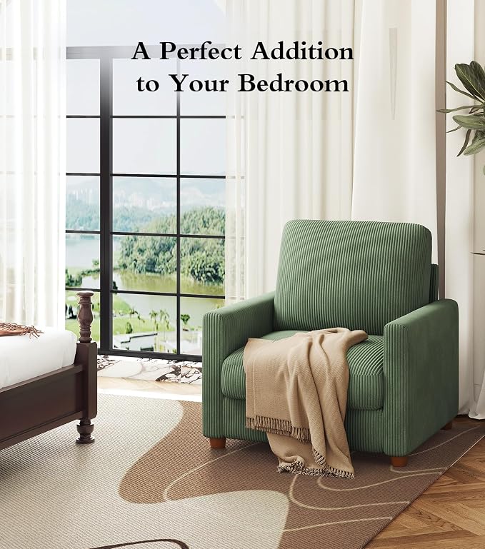 Kidirect 35.5in Corduroy Sofa Accent Chair, Tool-Free Setup Living Room Couch - Image 8