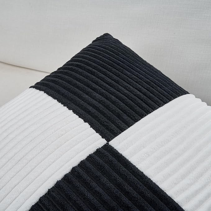 Fancy Homi Set of 2 Black White Euro Decorative Throw Pillow Covers 28x28 Inch - Image 3