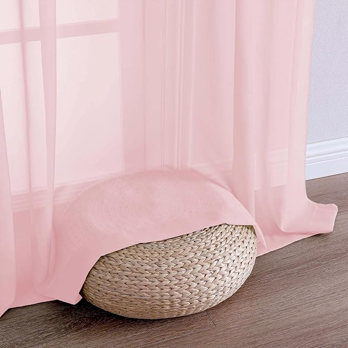 OVZME Blush Pink Sheer Curtains 84 Inches Long 2 Panels Set, Light Filtering - Image 6