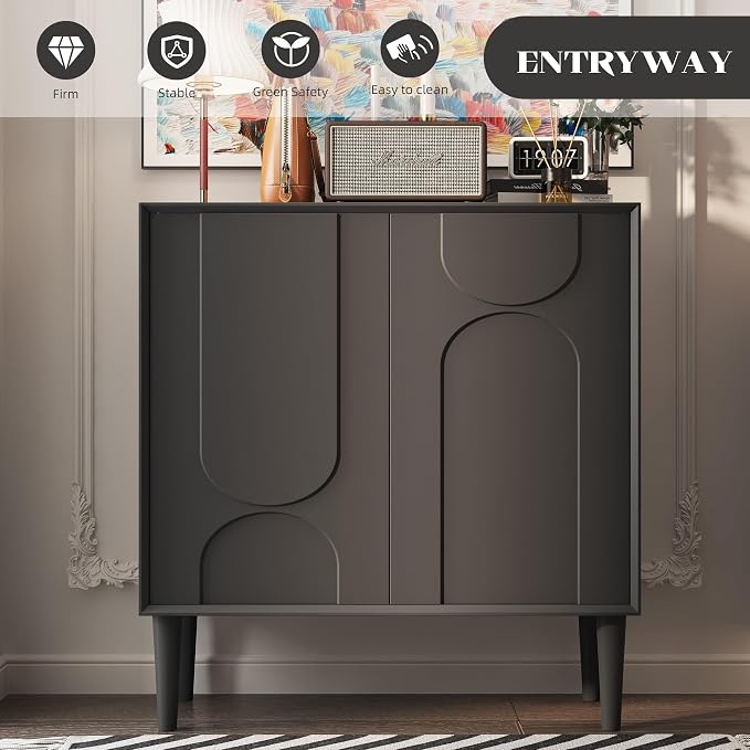 Easyego 63″ Mid Century Modern Sideboard Buffet Cabinet, Dining Room, 2-Piece - Image 5