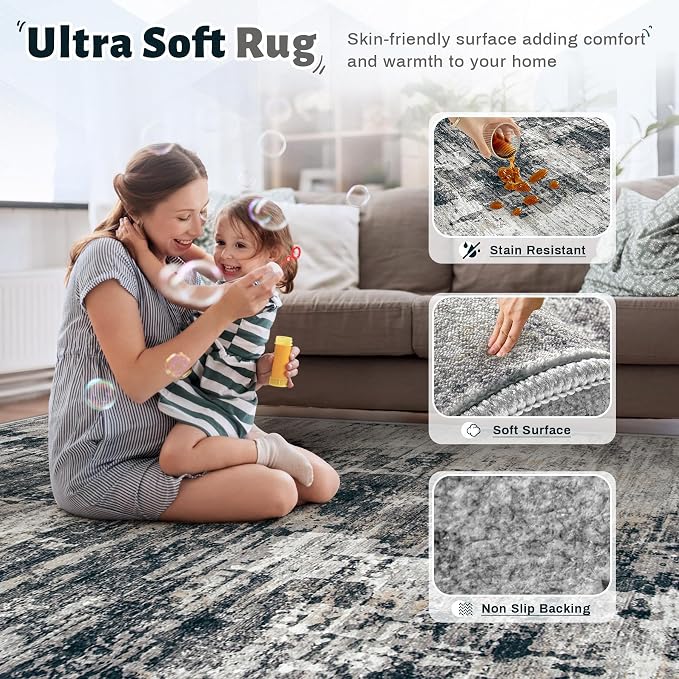 XLUEZ 5x7 Area Rugs for Living Room, Washable Modern Abstract Large Area Rug - Image 4